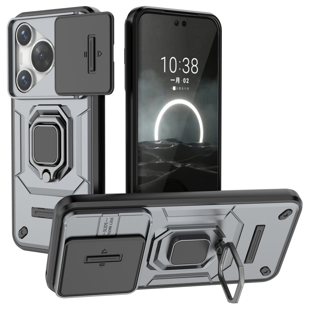 For Huawei Pura 70 Case PC+TPU Protective Phone Shell with Slide Lens Cover