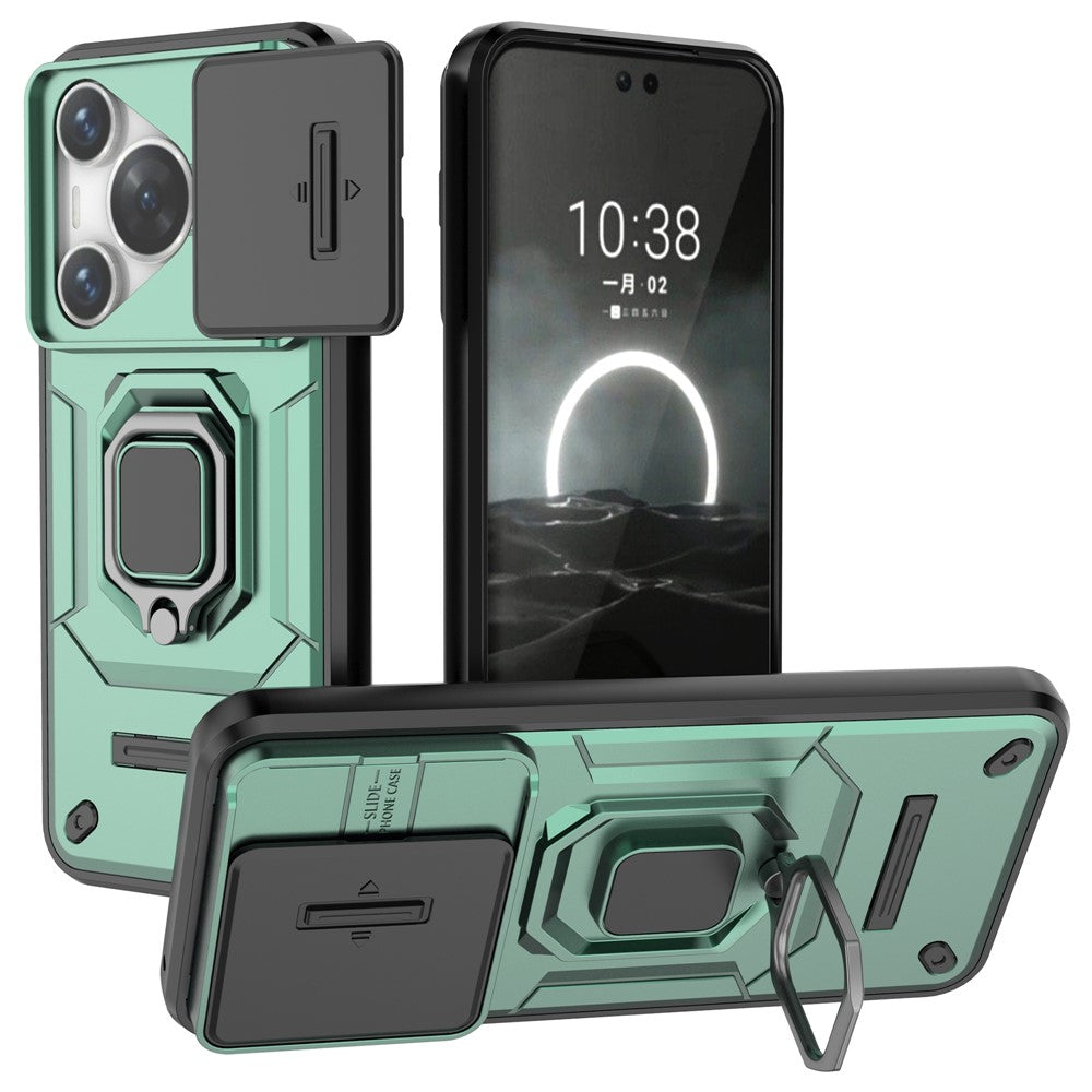 For Huawei Pura 70 Case PC+TPU Protective Phone Shell with Slide Lens Cover