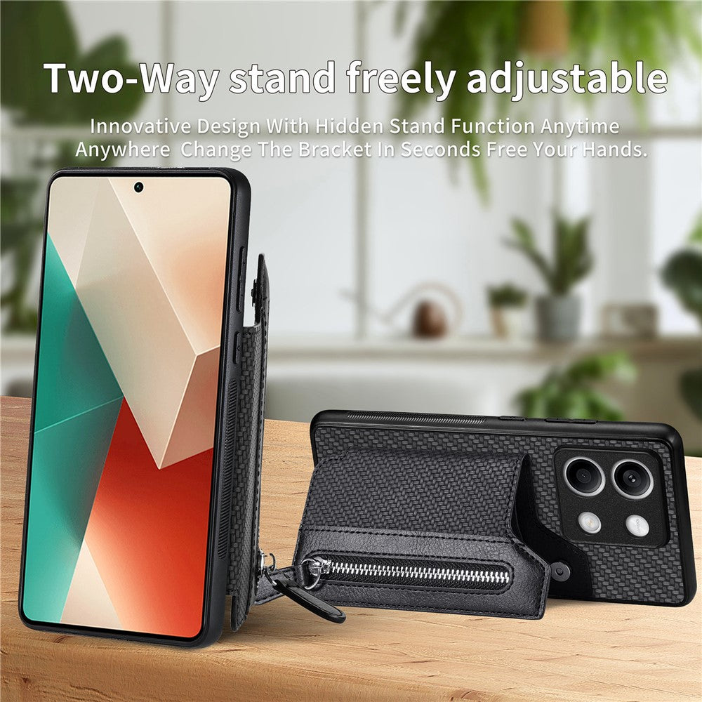 C1-04 For Xiaomi Redmi Note 13 4G Wallet Case PU+PC+TPU Phone Cover with Kickstand