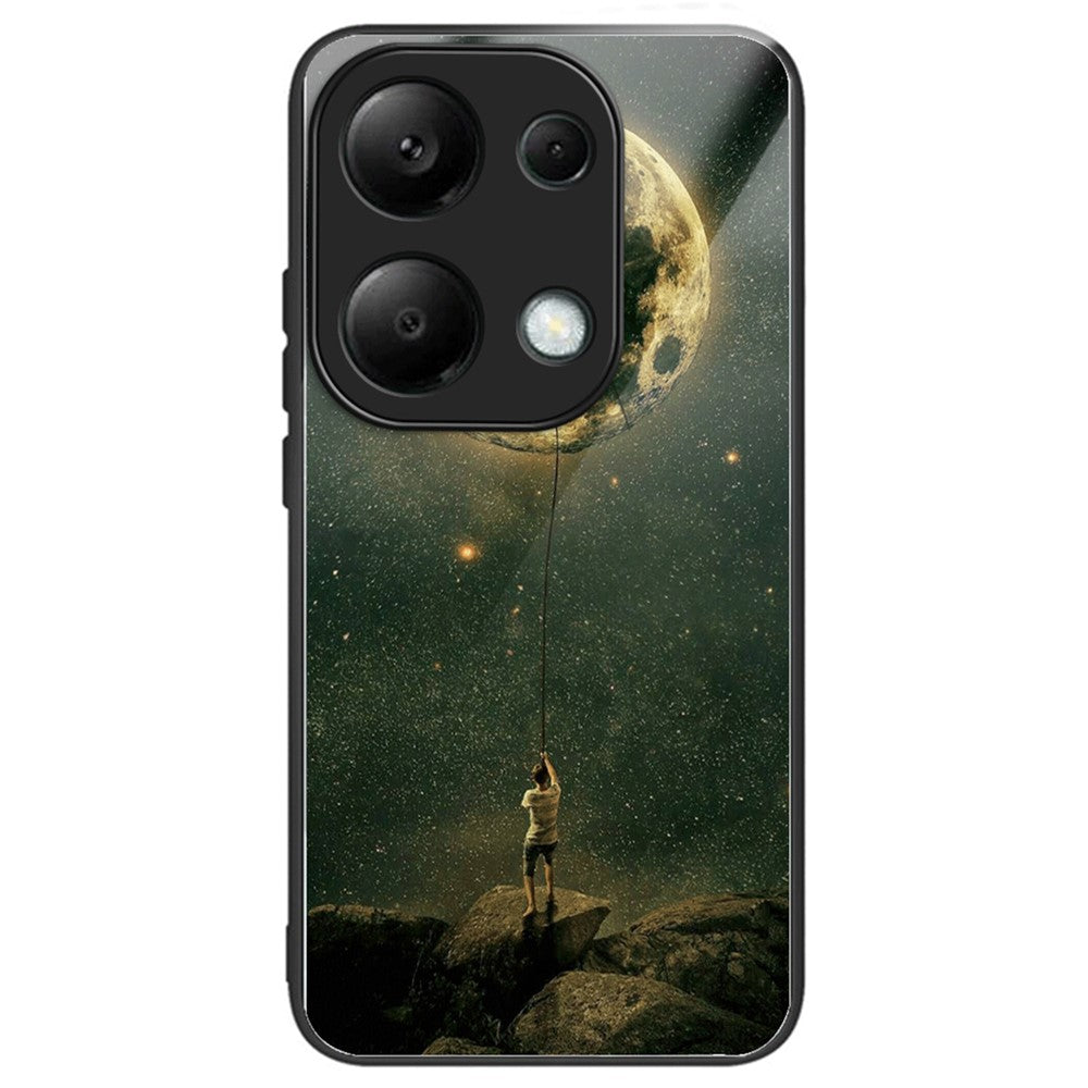 Xiaomi Redmi Note 13 4G-etui med mønstertryk, hærdet glas + TPU-mobilcover