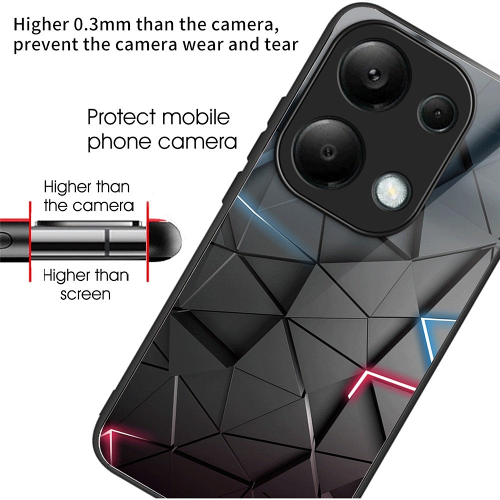 Xiaomi Redmi Note 13 4G-etui med mønstertryk, hærdet glas + TPU-mobilcover