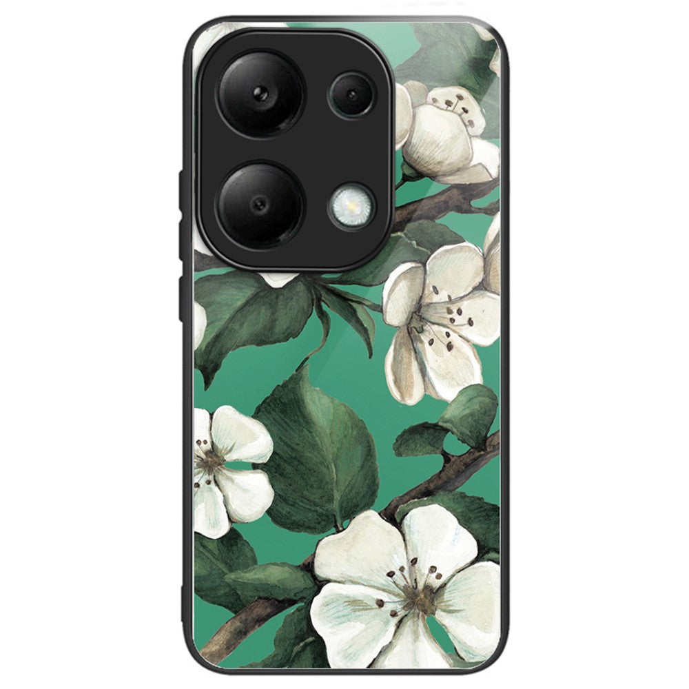 Xiaomi Redmi Note 13 4G-etui med mønstertryk, hærdet glas + TPU-mobilcover