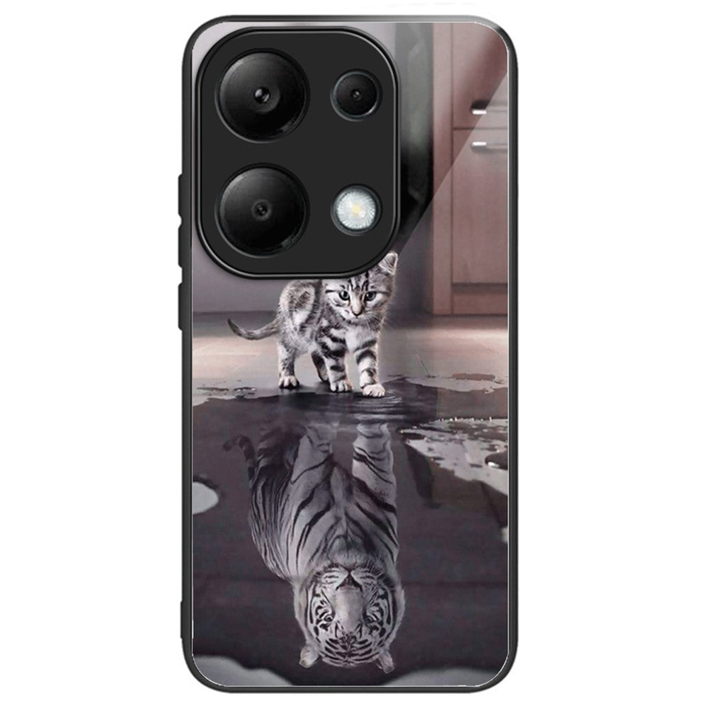 Xiaomi Redmi Note 13 4G-etui med mønstertryk, hærdet glas + TPU-mobilcover
