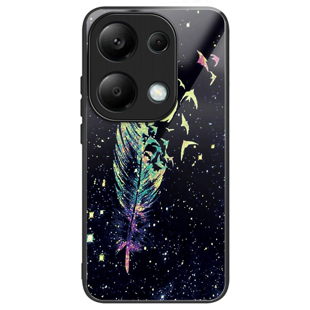 Xiaomi Redmi Note 13 4G-etui med mønstertryk, hærdet glas + TPU-mobilcover