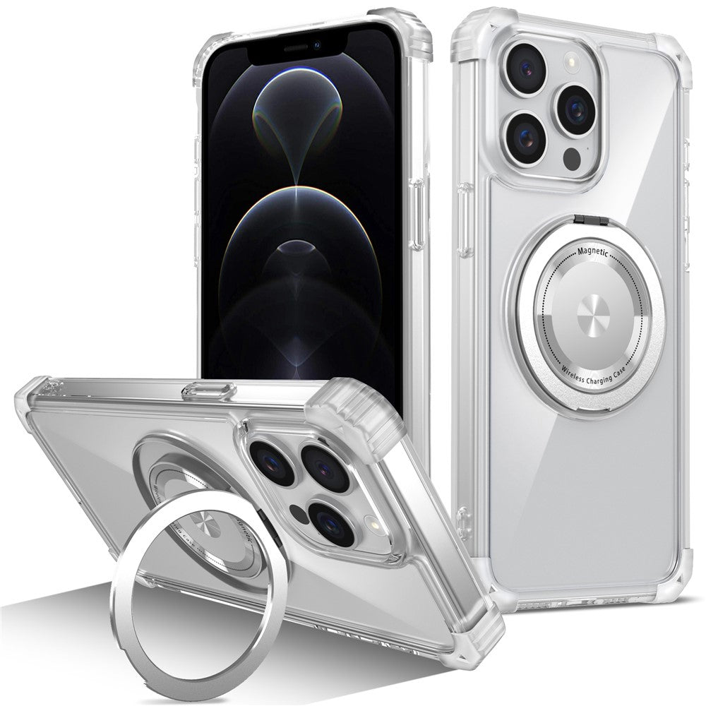 For iPhone 12 / 12 Pro Case Compatible with MagSafe Rotating Kickstand TPU+PC Phone Cover
