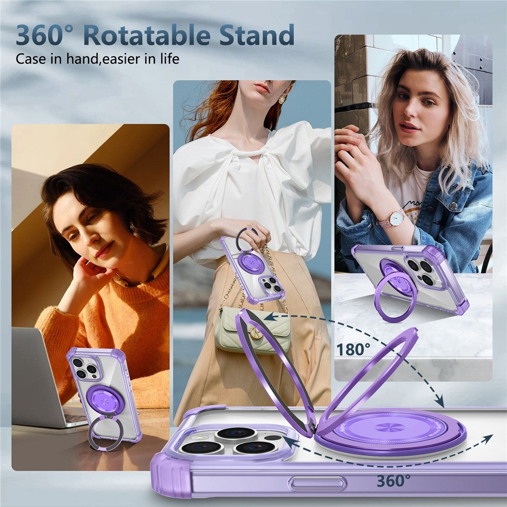 Magnetiskt skal för iPhone 13 Pro Max med roterande ring och stödfunktion TPU+PC-mobilskydd