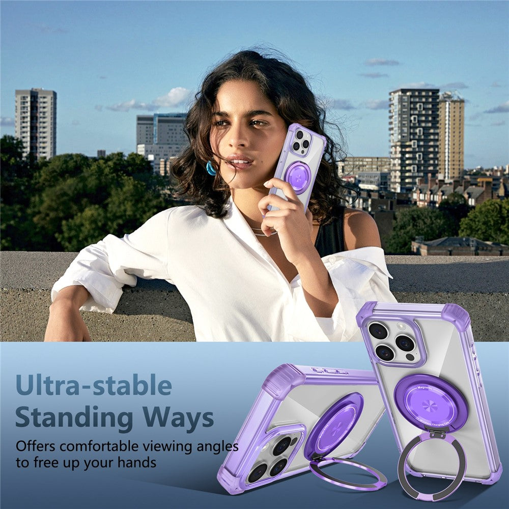 Magnetiskt skal för iPhone 13 Pro Max med roterande ring och stödfunktion TPU+PC-mobilskydd