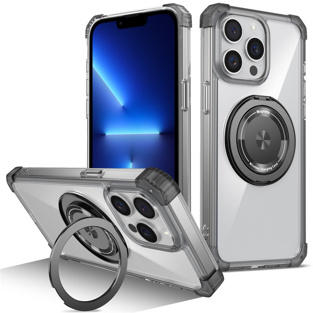 Magnetiskt skal för iPhone 13 Pro Max med roterande ring och stödfunktion TPU+PC-mobilskydd
