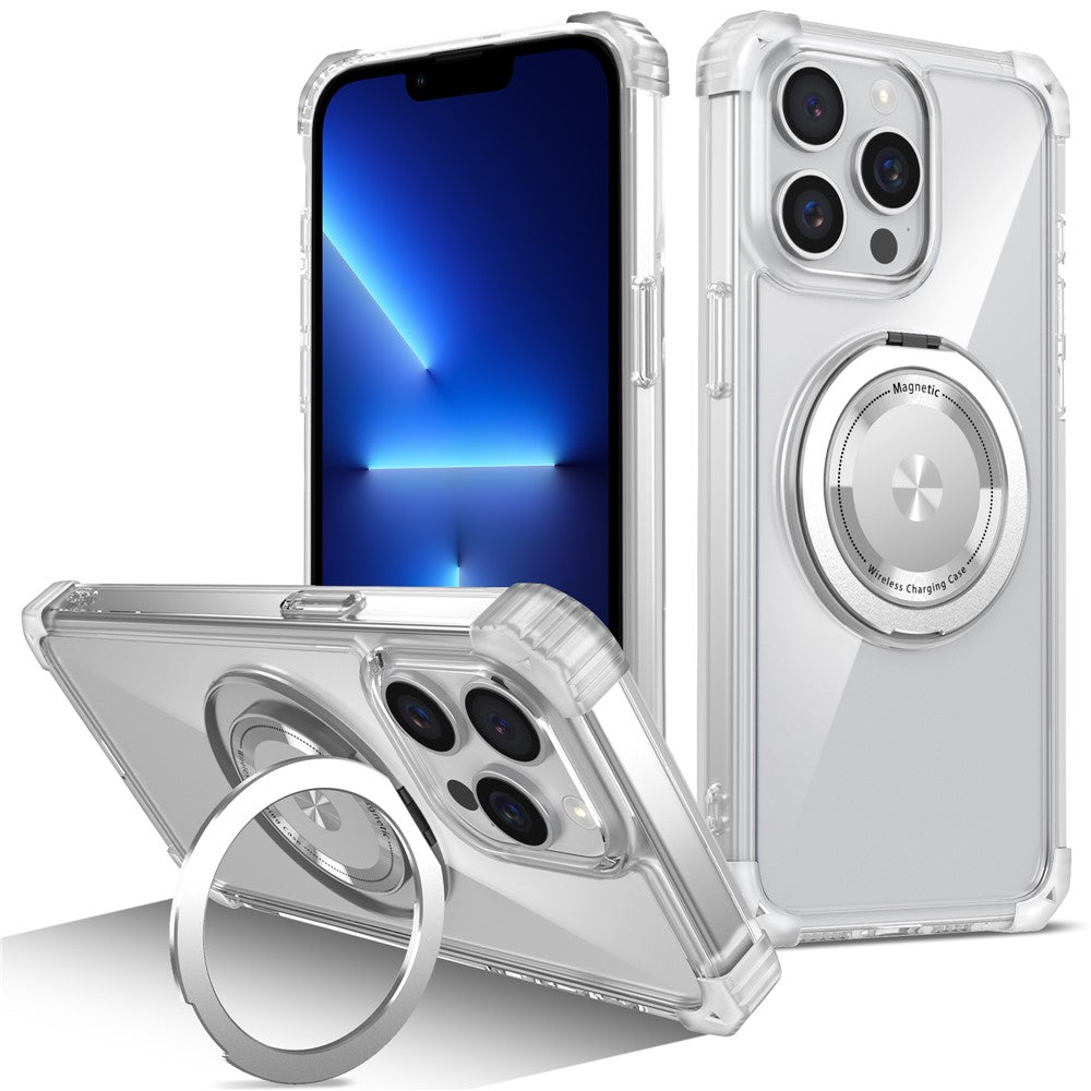 Magnetiskt skal för iPhone 13 Pro Max med roterande ring och stödfunktion TPU+PC-mobilskydd
