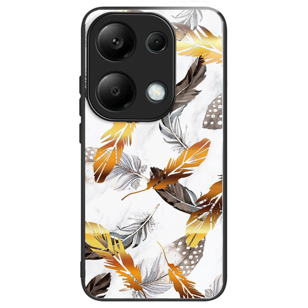 Xiaomi Redmi Note 13 Pro 4G / Poco M6 Pro 4G-skal i härdat glas + TPU-mönster, reptåligt mobilskal