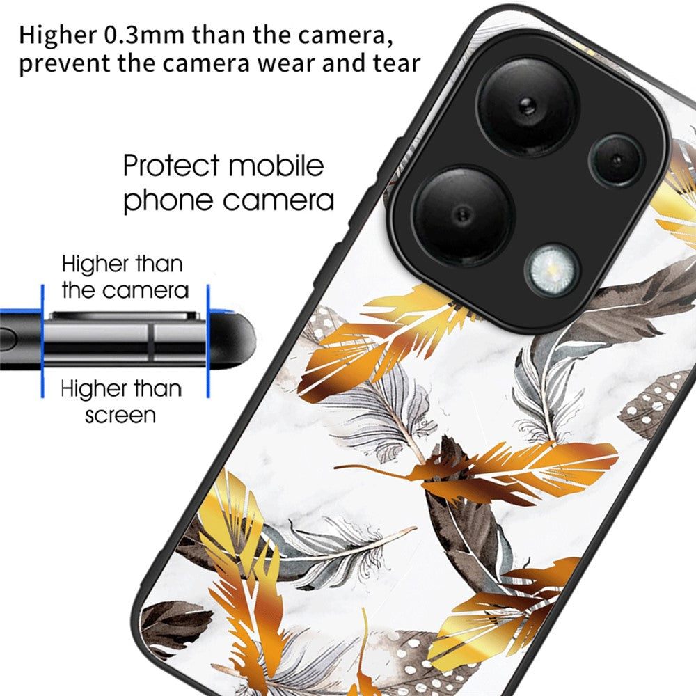 For Xiaomi Redmi Note 13 Pro 4G / Poco M6 Pro 4G Case Tempered Glass+TPU Pattern Scratchproof Phone Cover