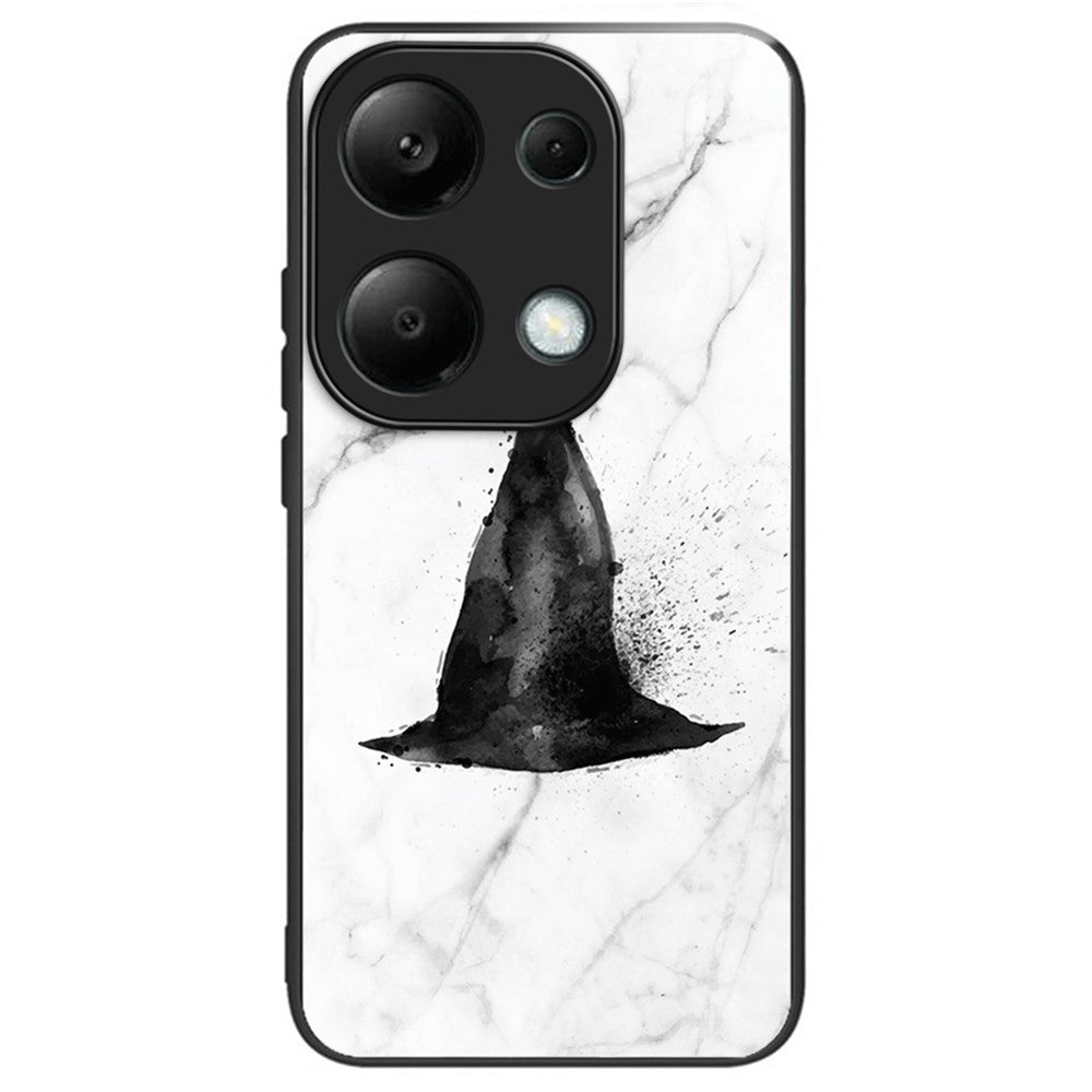 Xiaomi Redmi Note 13 Pro 4G / Poco M6 Pro 4G-skal i härdat glas + TPU-mönster, reptåligt mobilskal