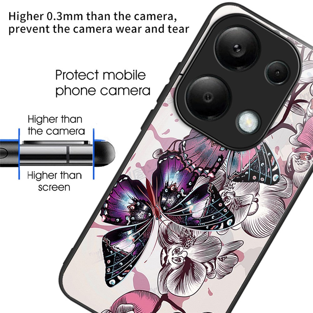 Xiaomi Redmi Note 13 Pro 4G / Poco M6 Pro 4G mobilskal TPU+Härdat glasfodral Mönstertryck