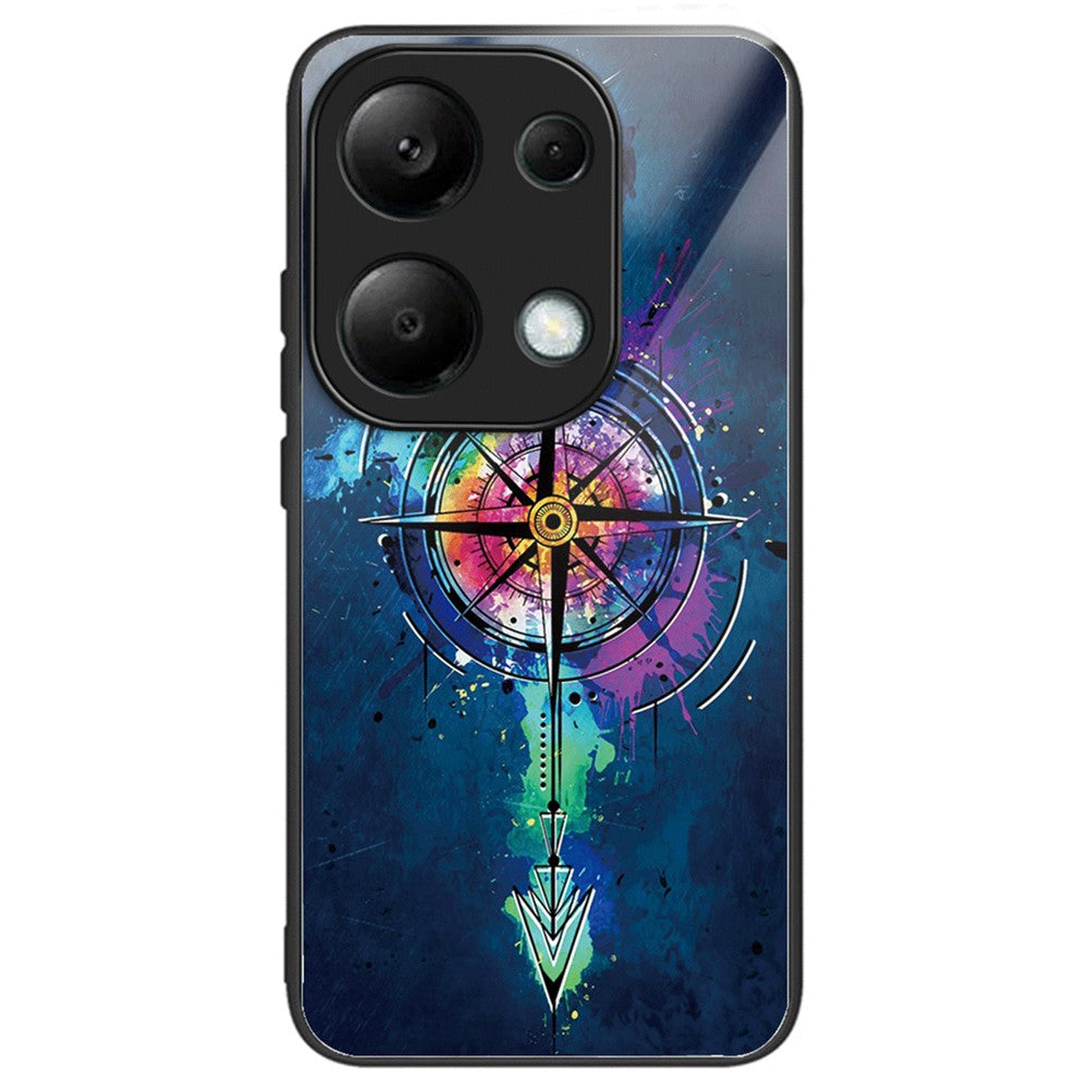 Xiaomi Redmi Note 13 Pro 4G / Poco M6 Pro 4G mobilskal TPU+Härdat glasfodral Mönstertryck