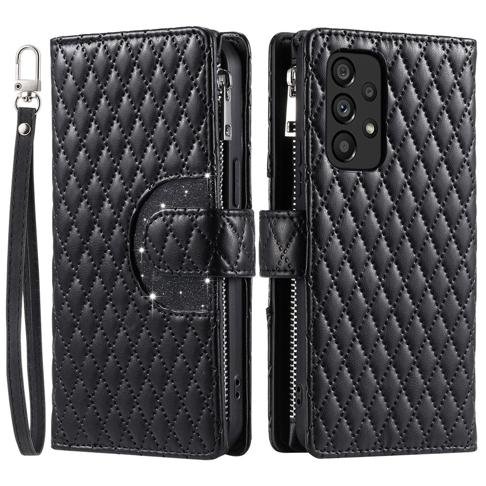 Style 012 for Samsung Galaxy A53 5G Phone Case Rhombus Zipper Wallet PU Leather Flip Cover