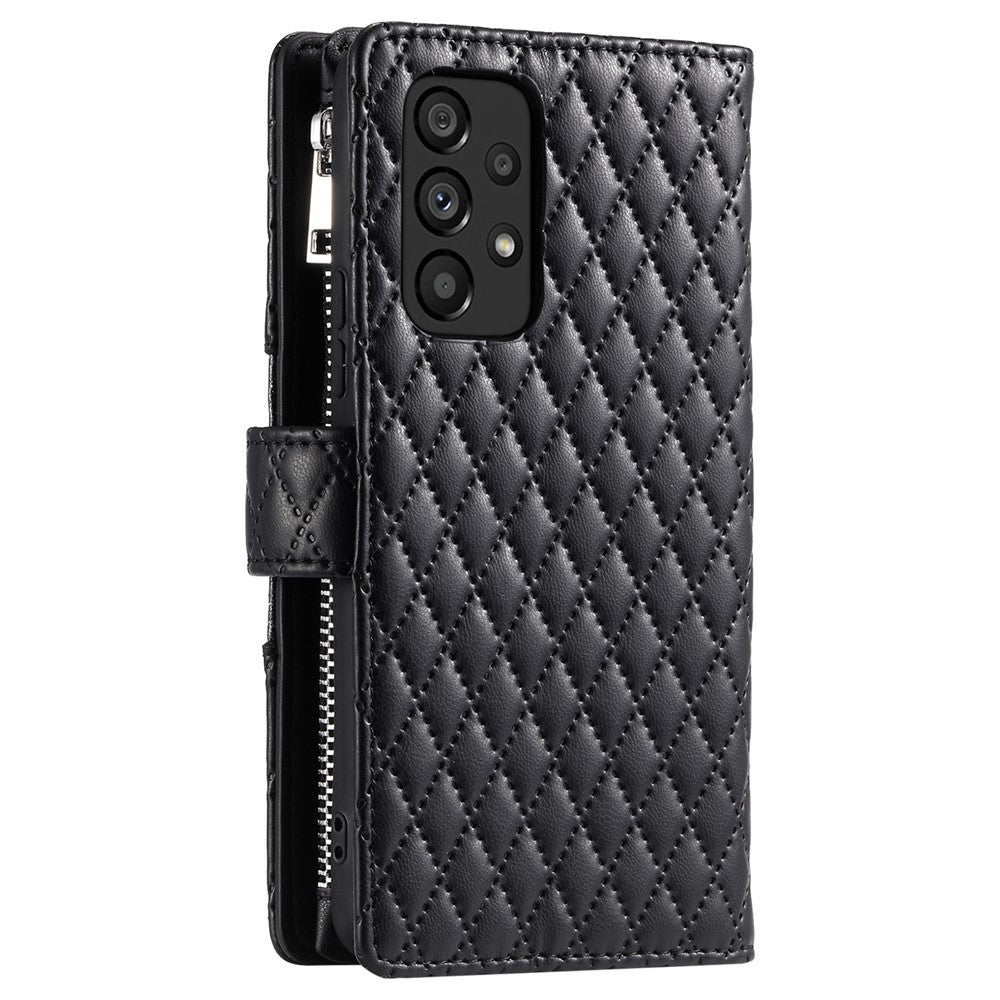 Style 012 for Samsung Galaxy A53 5G Phone Case Rhombus Zipper Wallet PU Leather Flip Cover