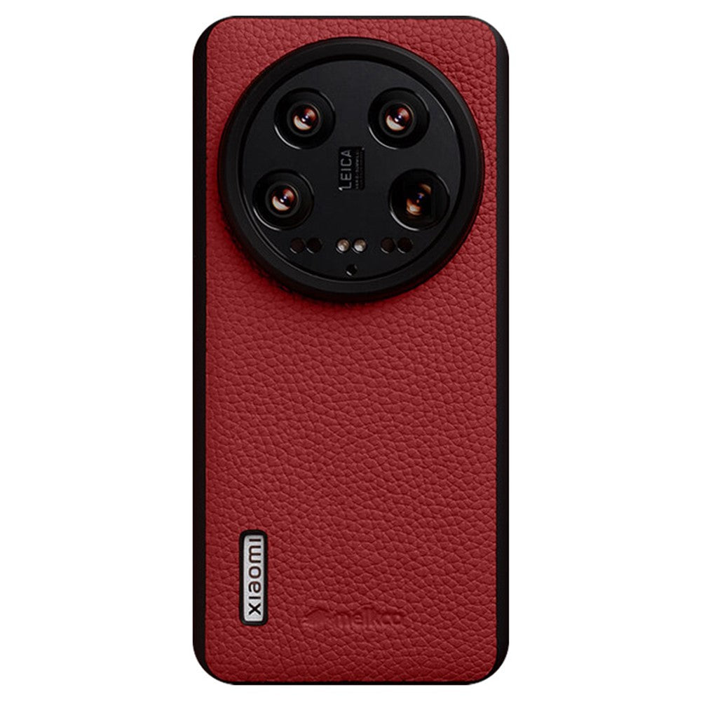 MELKCO For Xiaomi 14 Ultra Case Genuine Cow Leather Coated PC Phone Cover