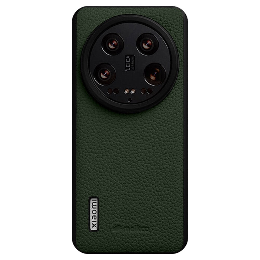 MELKCO For Xiaomi 14 Ultra Case Genuine Cow Leather Coated PC Phone Cover
