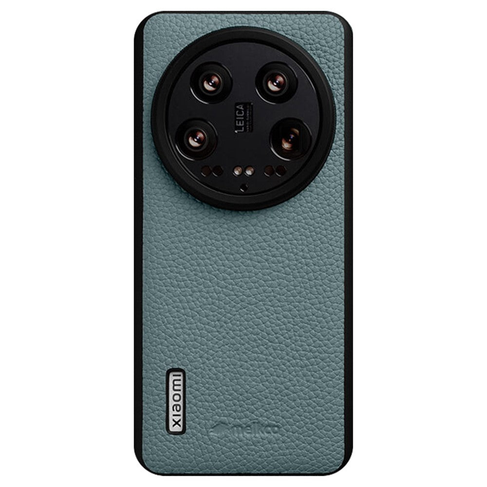 MELKCO For Xiaomi 14 Ultra Case Genuine Cow Leather Coated PC Phone Cover