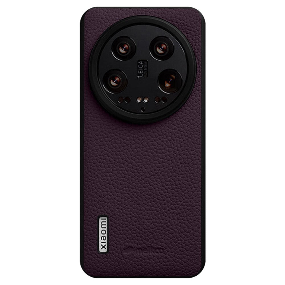 MELKCO For Xiaomi 14 Ultra Case Genuine Cow Leather Coated PC Phone Cover