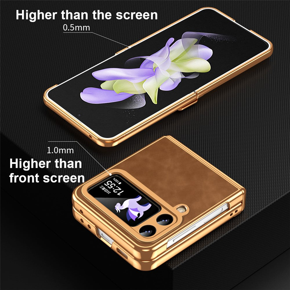For Samsung Galaxy Z Flip3 5G Case Hinge Protection Leather Coated PC Folding Phone Cover
