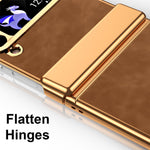 For Samsung Galaxy Z Flip3 5G Case Hinge Protection Leather Coated PC Folding Phone Cover