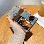 For Oppo Find N3 Flip 5G Case Glitter Design Hard PC Phone Cover with Ring Kickstand