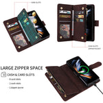 Til Samsung Galaxy Z Fold5 5G Etui med flere kortpladser, lynlås og læder crossbody-telefoncover