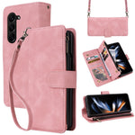 Til Samsung Galaxy Z Fold5 5G Etui med flere kortpladser, lynlås og læder crossbody-telefoncover