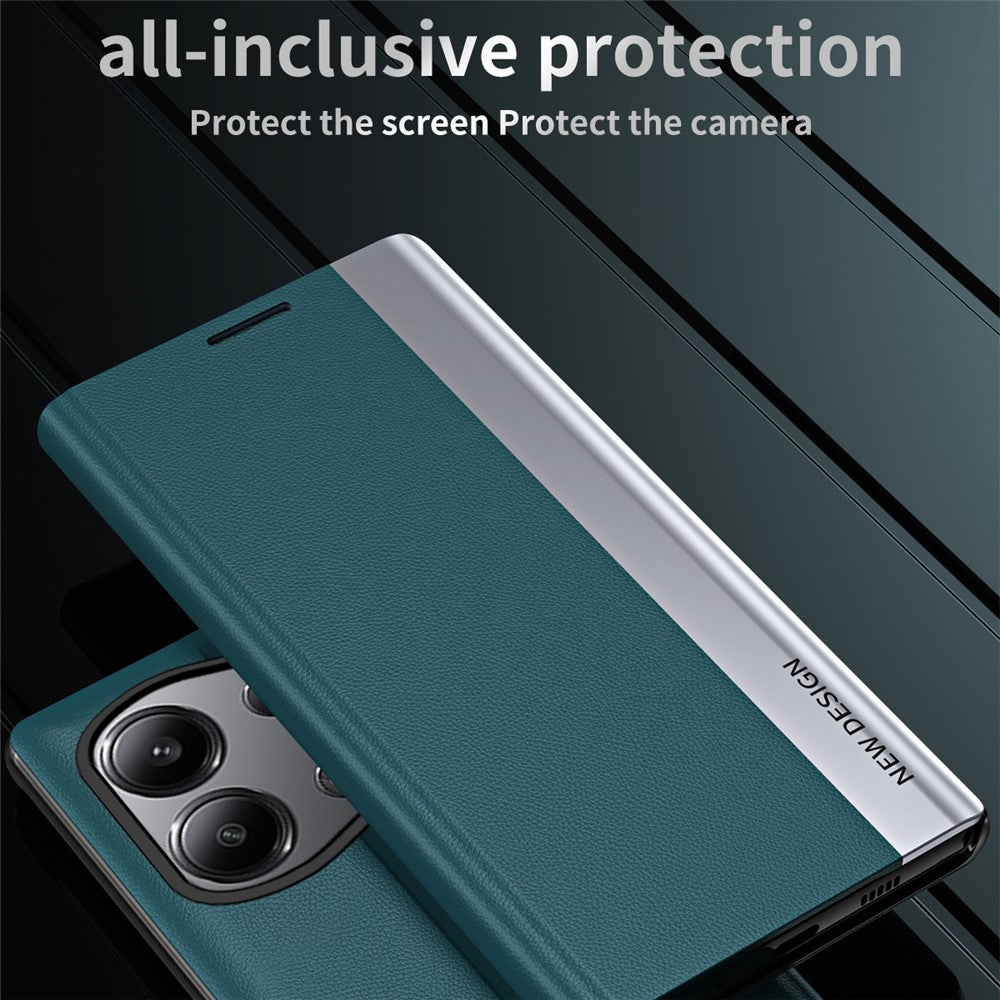 Xiaomi Redmi Note 13 Pro 4G / Poco M6 Pro 4G-skal, stativ, reptåligt läderfodral