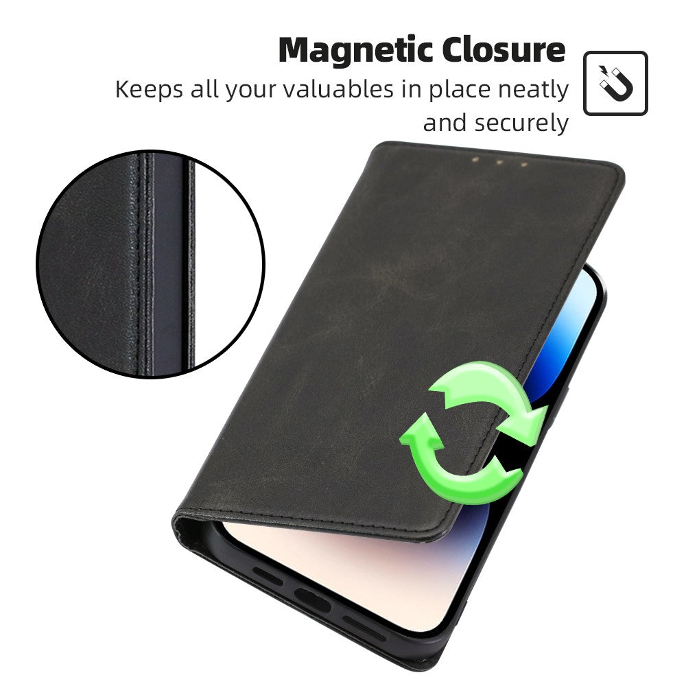 For Xiaomi Redmi Note 13 4G Case PU Leather Stand Magnetic Closure Flip Phone Cover Wallet