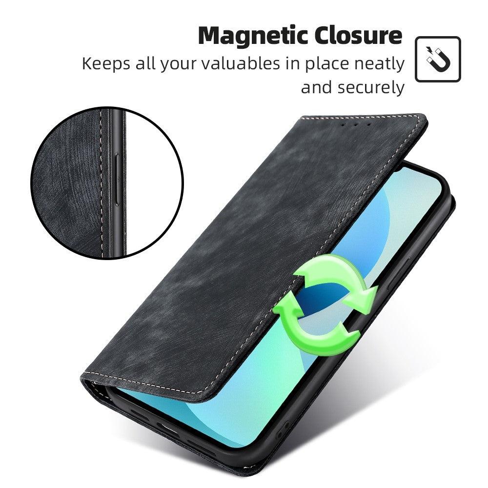 For Xiaomi Redmi Note 13 4G Phone Stand Case RFID Blocking Wallet PU Leather Phone Cover