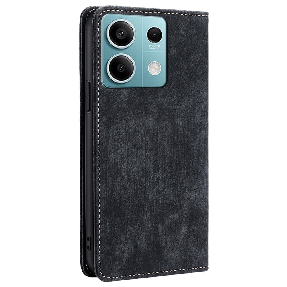 For Xiaomi Redmi Note 13 4G Phone Stand Case RFID Blocking Wallet PU Leather Phone Cover