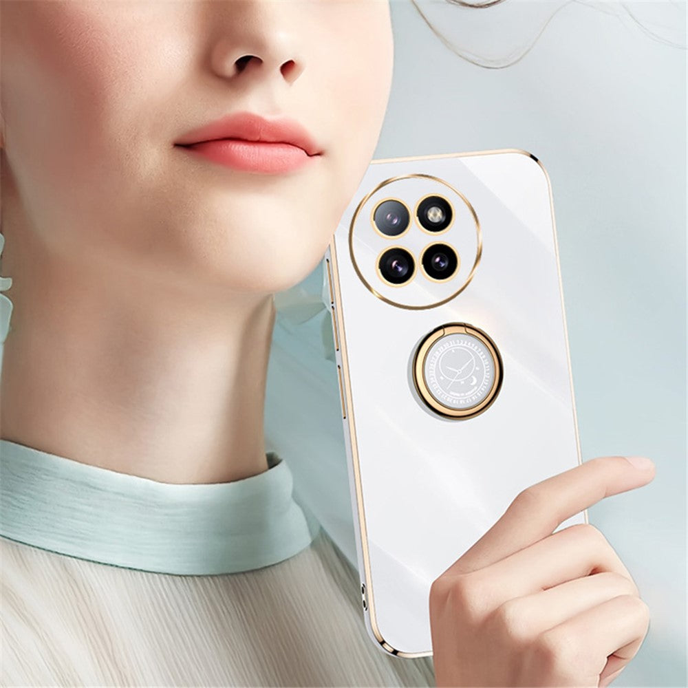 XINLI For Xiaomi Civi 4 Pro 5G / 14 Civi 5G Phone Cover Electroplating Frame Ring Kickstand Anti-Drop TPU Case