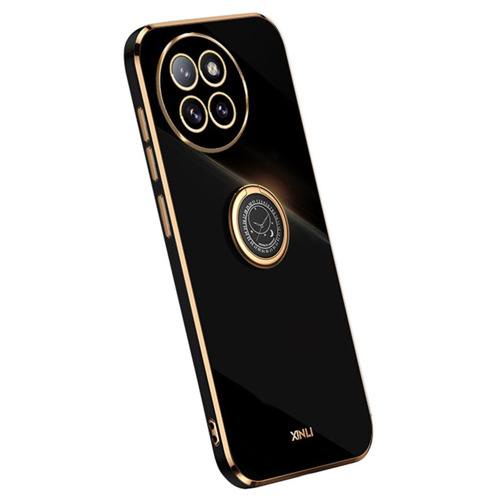 XINLI For Xiaomi Civi 4 Pro 5G / 14 Civi 5G Phone Cover Electroplating Frame Ring Kickstand Anti-Drop TPU Case