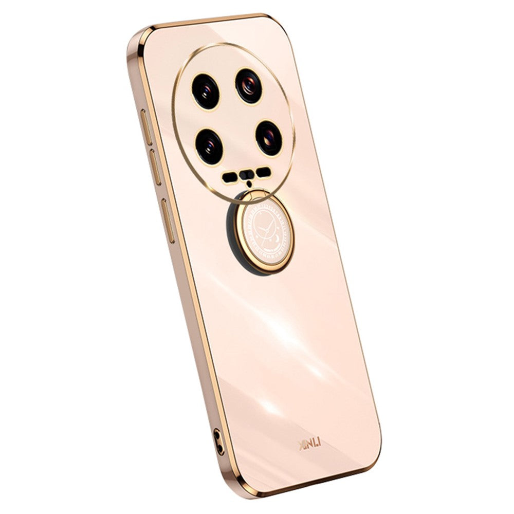 XINLI For Xiaomi 14 Ultra TPU Case Electroplating Phone Cover with Ring Holder Kickstand