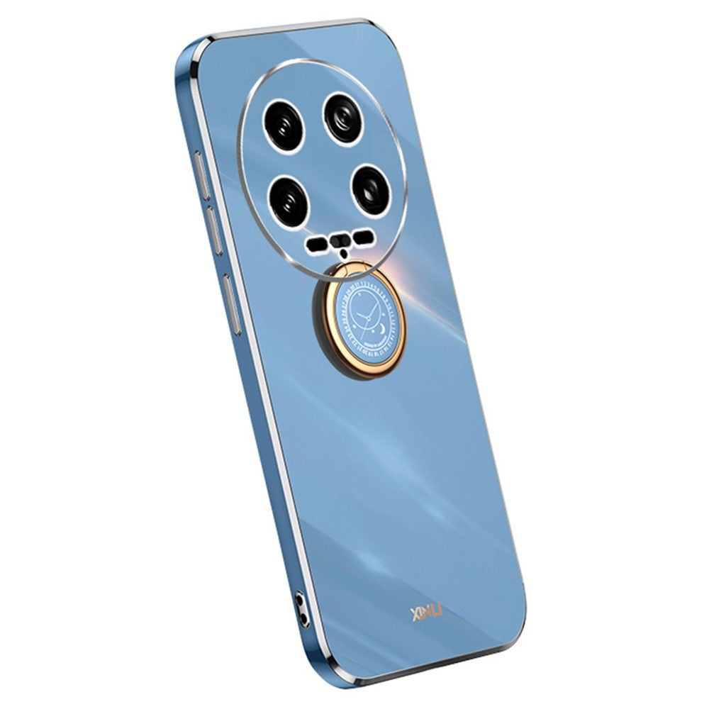 XINLI For Xiaomi 14 Ultra TPU Case Electroplating Phone Cover with Ring Holder Kickstand