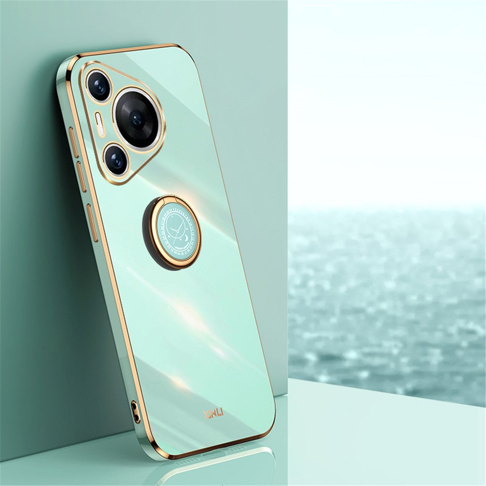 XINLI For Huawei Pura 70 TPU Case Anti-Drop Ring Kickstand Electroplating Phone Cover