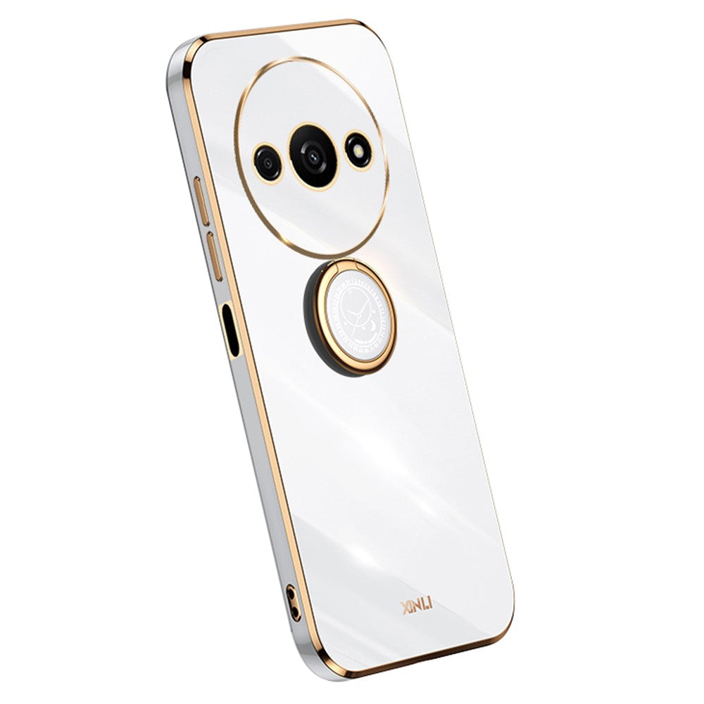 XINLI For Xiaomi Redmi A3 4G / Poco C61 4G Electroplating Case Ring Holder Kickstand Soft TPU Cover