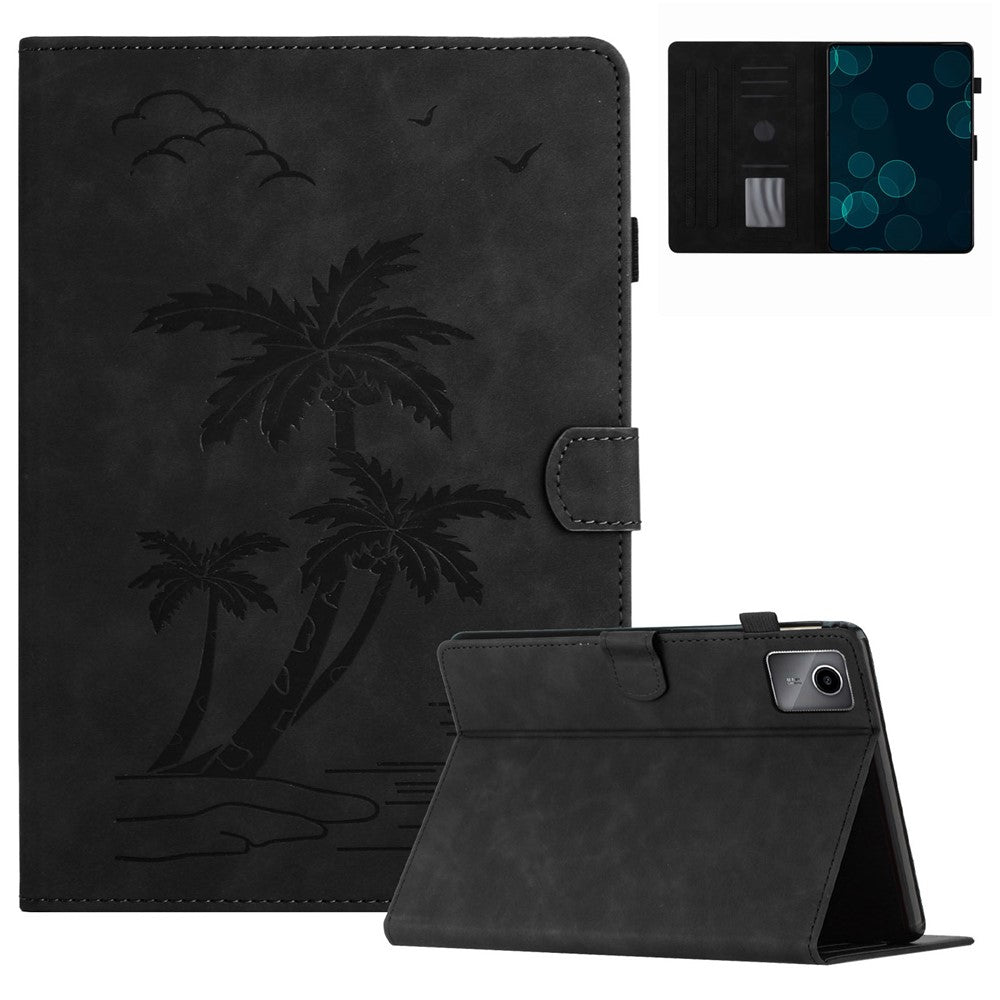 Xiaomi Pad 6 / Pad 6 Pro-fodral med korthållare, stativ, läderfodral med kokosnötstryck, surfplatta