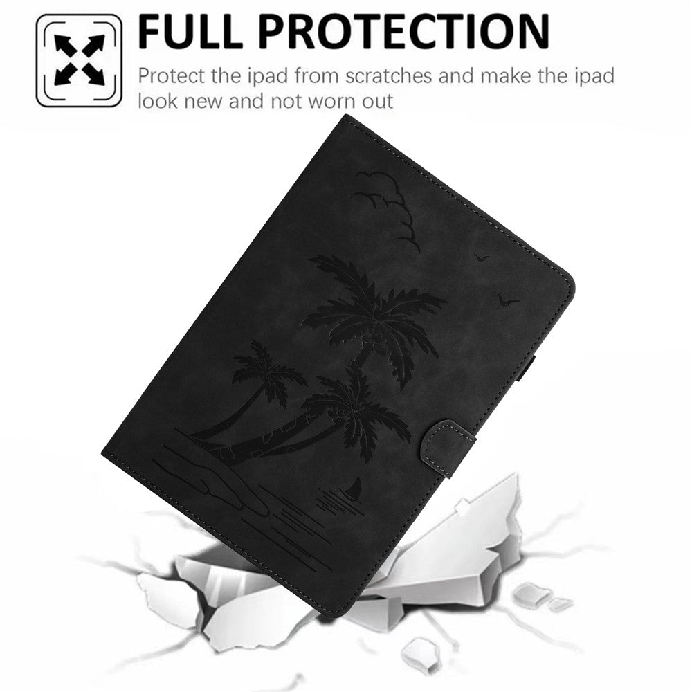 For Xiaomi Pad 6 / Pad 6 Pro Case Card Holder Stand Coconut Tree Imprinted Leather Tablet Cover