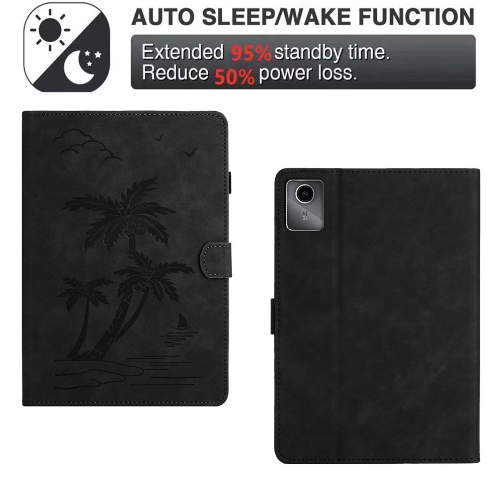 For Xiaomi Pad 6 / Pad 6 Pro Case Card Holder Stand Coconut Tree Imprinted Leather Tablet Cover