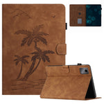 For Xiaomi Pad 6 / Pad 6 Pro Case Card Holder Stand Coconut Tree Imprinted Leather Tablet Cover