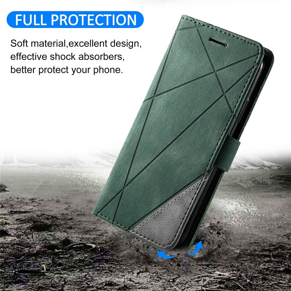 Til Samsung Galaxy A05 4G Læderetui Med Imprimerede Linjer Hudvenligt Pung Telefoncover