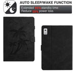 For Lenovo Tab M9 TB-310FU Case Card Slots PU Leather Coconut Tree Imprinted Tablet Cover Auto Wake / Sleep