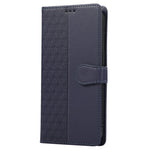 R20 for iPhone 14 Plus Wallet Case PU Leather Splicing Rhombus Cell Phone Cover
