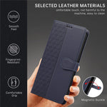 R20 for iPhone 14 Plus Wallet Case PU Leather Splicing Rhombus Cell Phone Cover