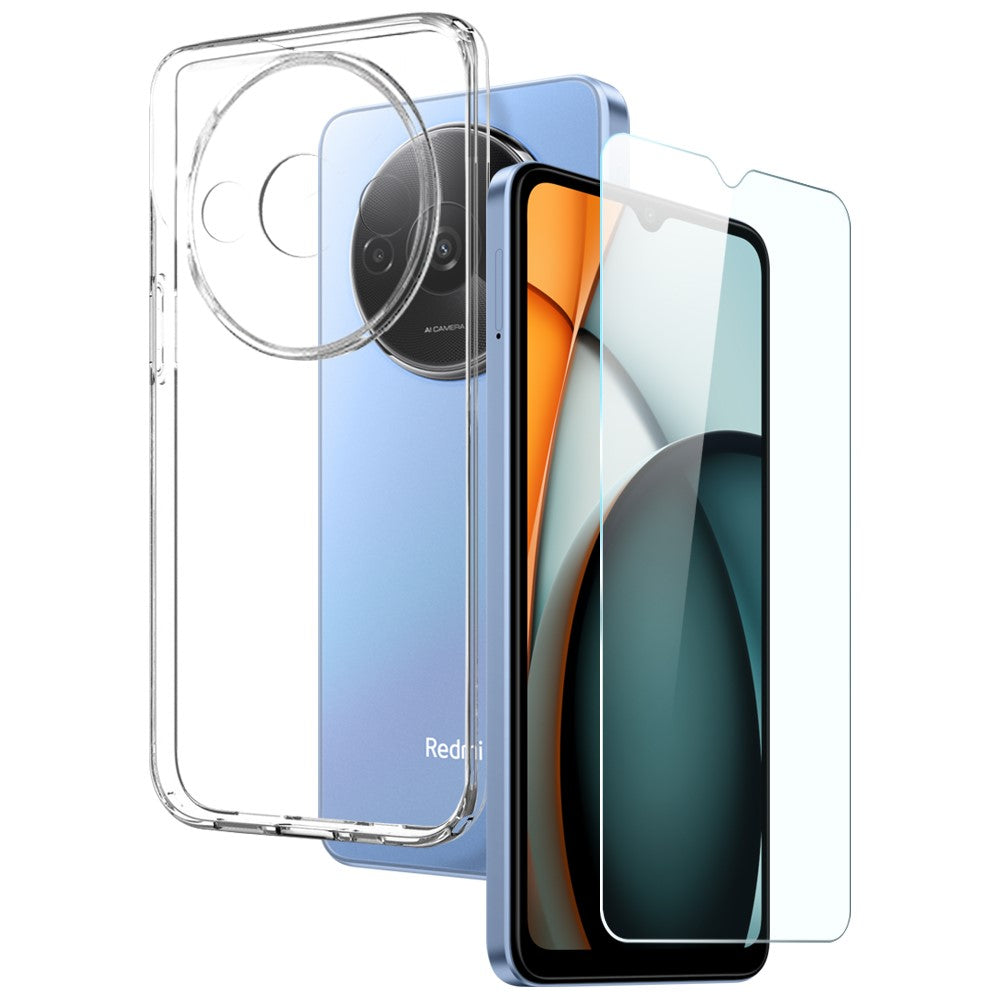 NORTHJO För Xiaomi Redmi A3 / Poco C61 4G Skal TPU Stötsäkert Bakstycke med Härdat Glasfilm