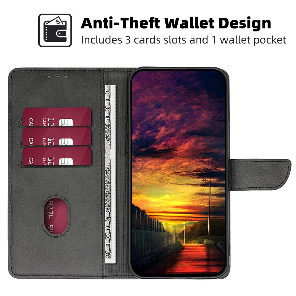 For Xiaomi Redmi Note 13 4G Case Calf Texture Leather Wallet Stand Cover Magnetic Clasp