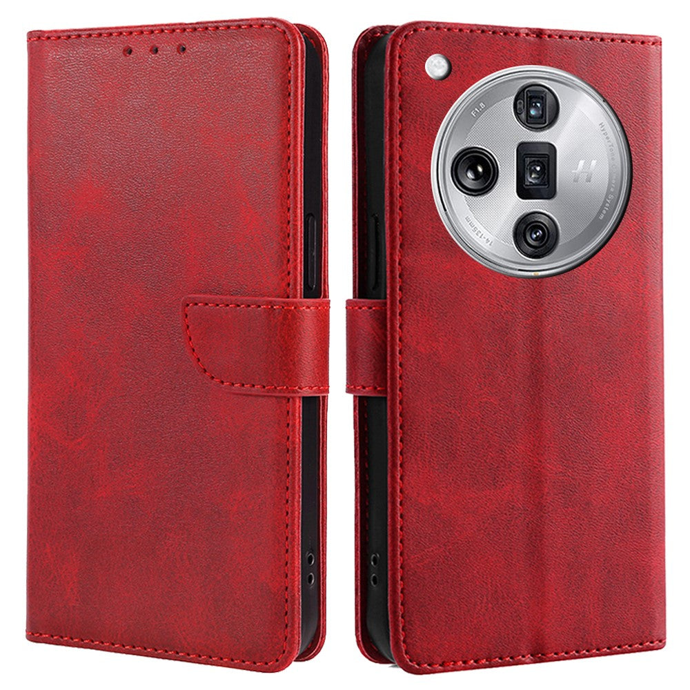 For Oppo Find X7 Ultra Case Calf Texture PU Leather Wallet Card Slots Flip Phone Cover